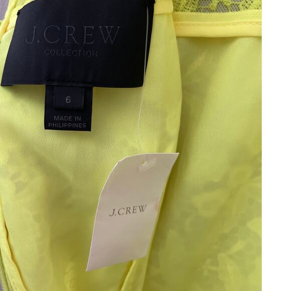 J Crew Collection Neon Yellow Full Lace Cocktail Shift Dress Size 6 - Picture 9 of 12
